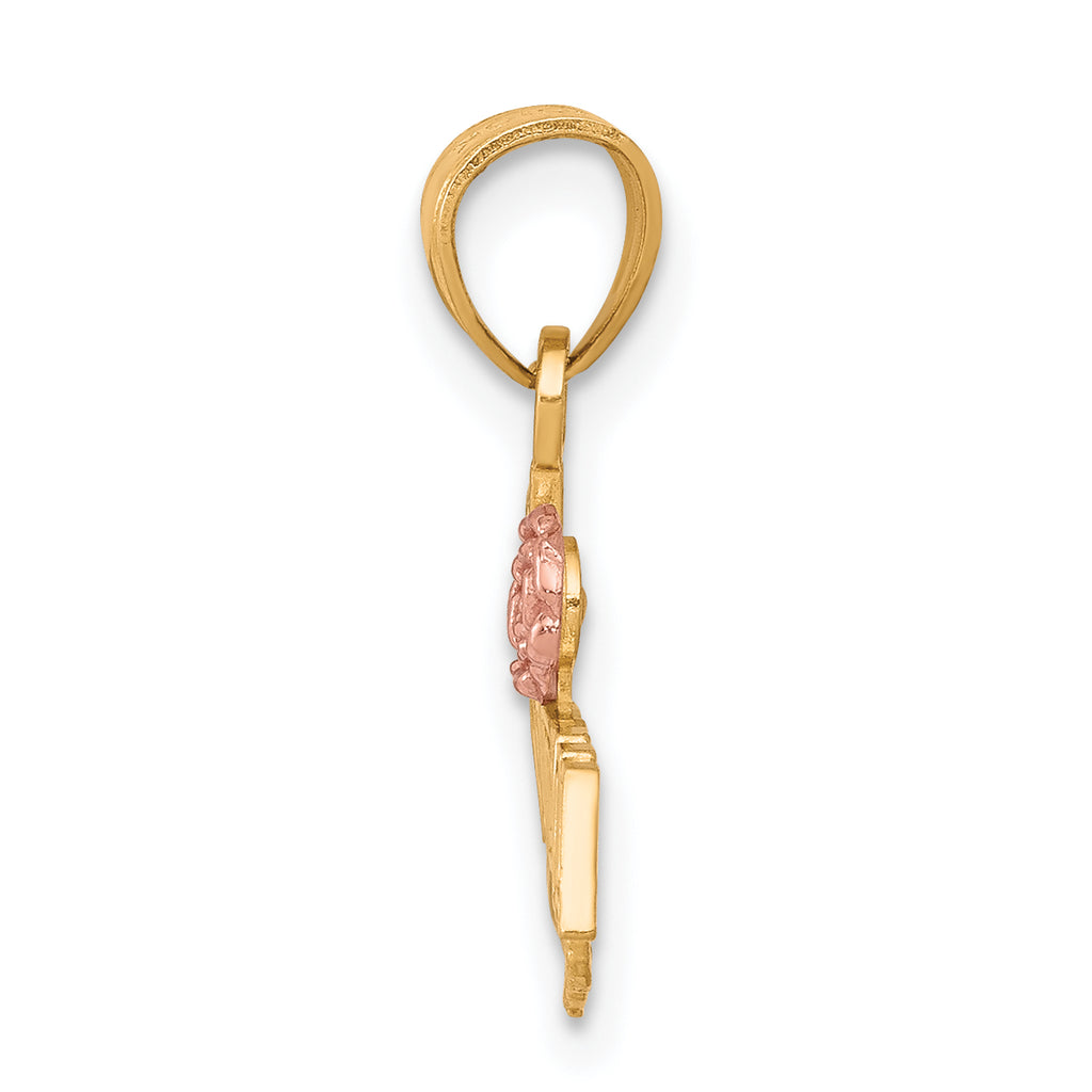 10K Two-Tone Gold #1 Grandma Charm with White Rhodium Polished Finish