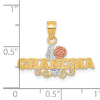 10K Two-Tone Gold #1 Grandma Charm with White Rhodium Polished Finish