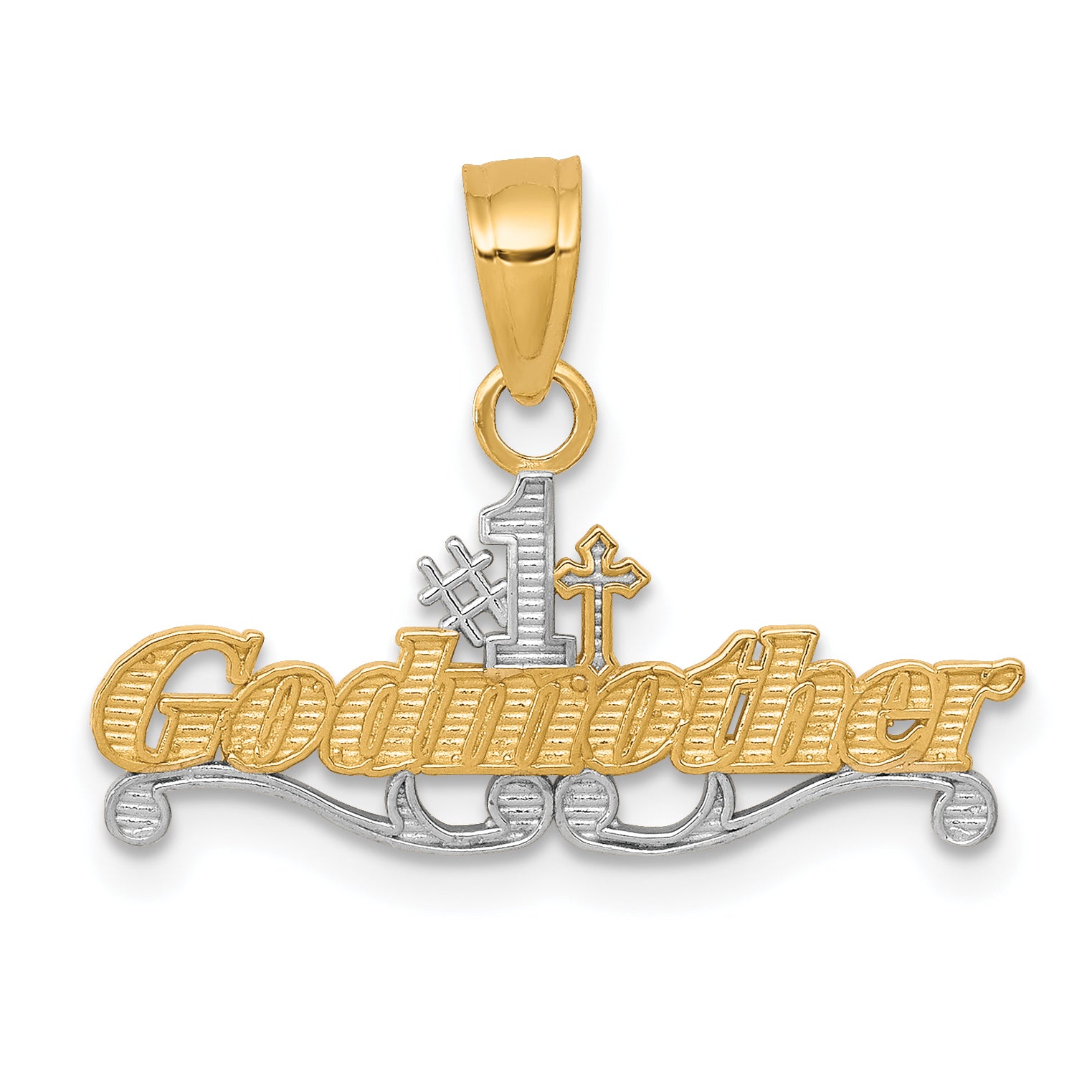 10K w/Rhodium #1 GODMOTHER Charm Main image
