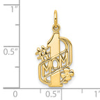 10K Yellow Gold Polished #1 MOM Charm  Solid & Elegant Jewelry Piece
