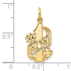 10K Yellow Gold Polished #1 MOM Charm  Solid & Elegant Jewelry Piece