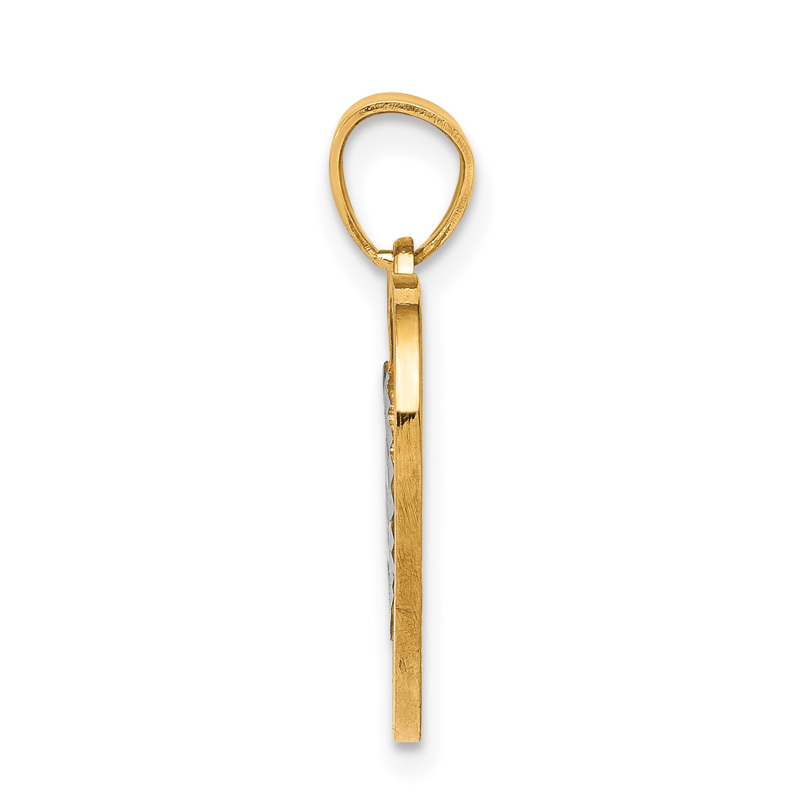 10K Two-Tone Gold Heart Pendant with White Rhodium Polished Finish Secondary image