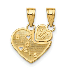 10K BIG SIS, Lil SIS Break-Apart Heart Charm