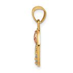 10K Two-Tone Gold Rose Charm with CZ and Rhodium Accent Polished Finish