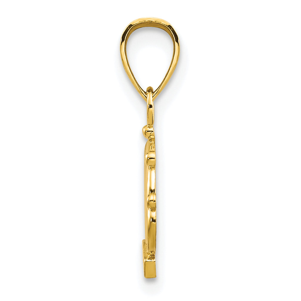 10K Gold Crown Charm with Polished Finish and Solid Design