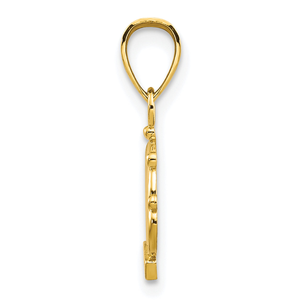 10K Gold Crown Charm with Polished Finish and Solid Design