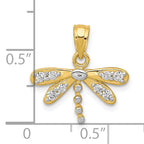 10K Gold Dragonfly Charm with Rhodium Accents and CZ Sparkle