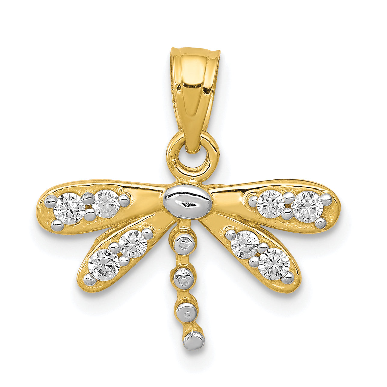 10K w/ Rhodium CZ Dragonfly Charm Main image