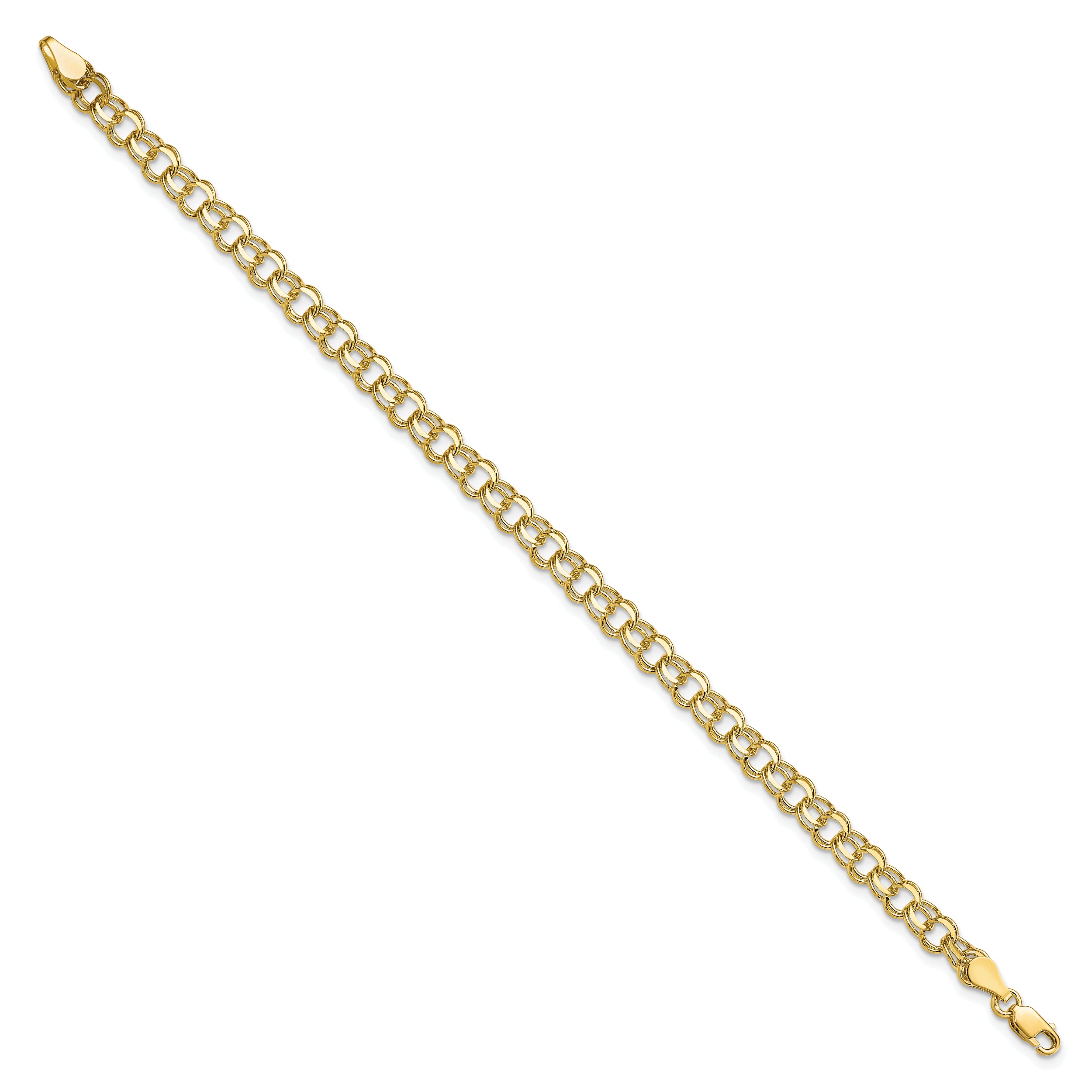 10k Solid Double Link Charm Bracelet