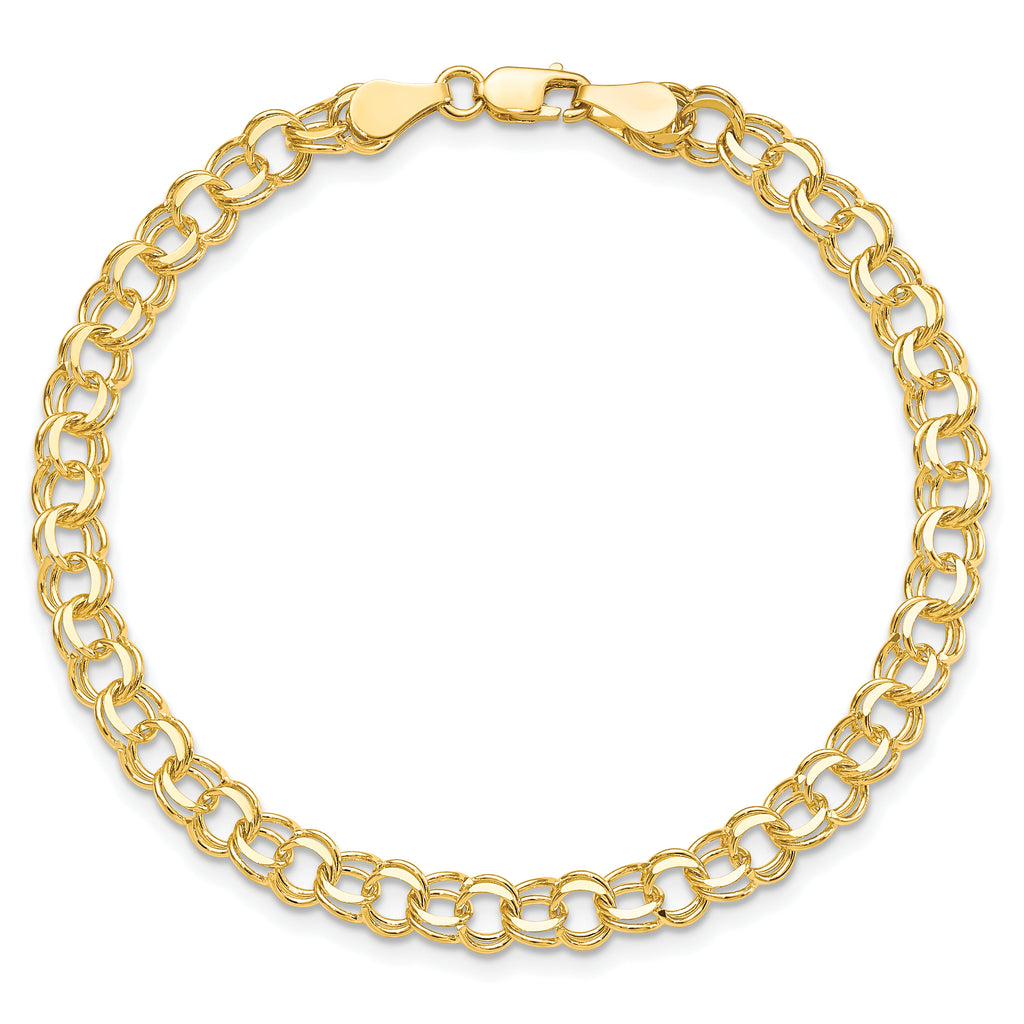 10k Solid Double Link Charm Bracelet