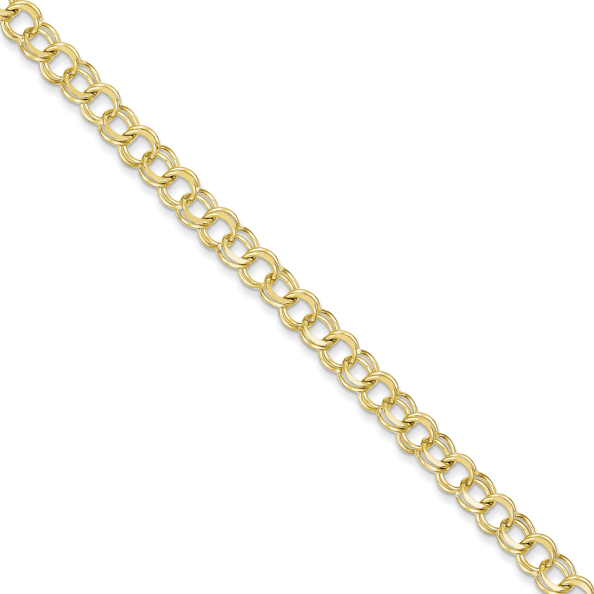 10K Solid Double Link Charm Bracelet