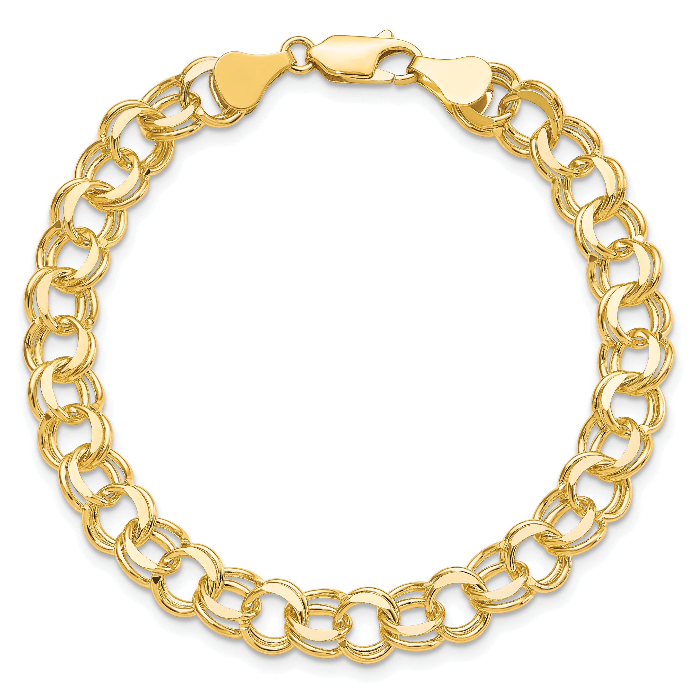 10k Solid Double Link Charm Bracelet