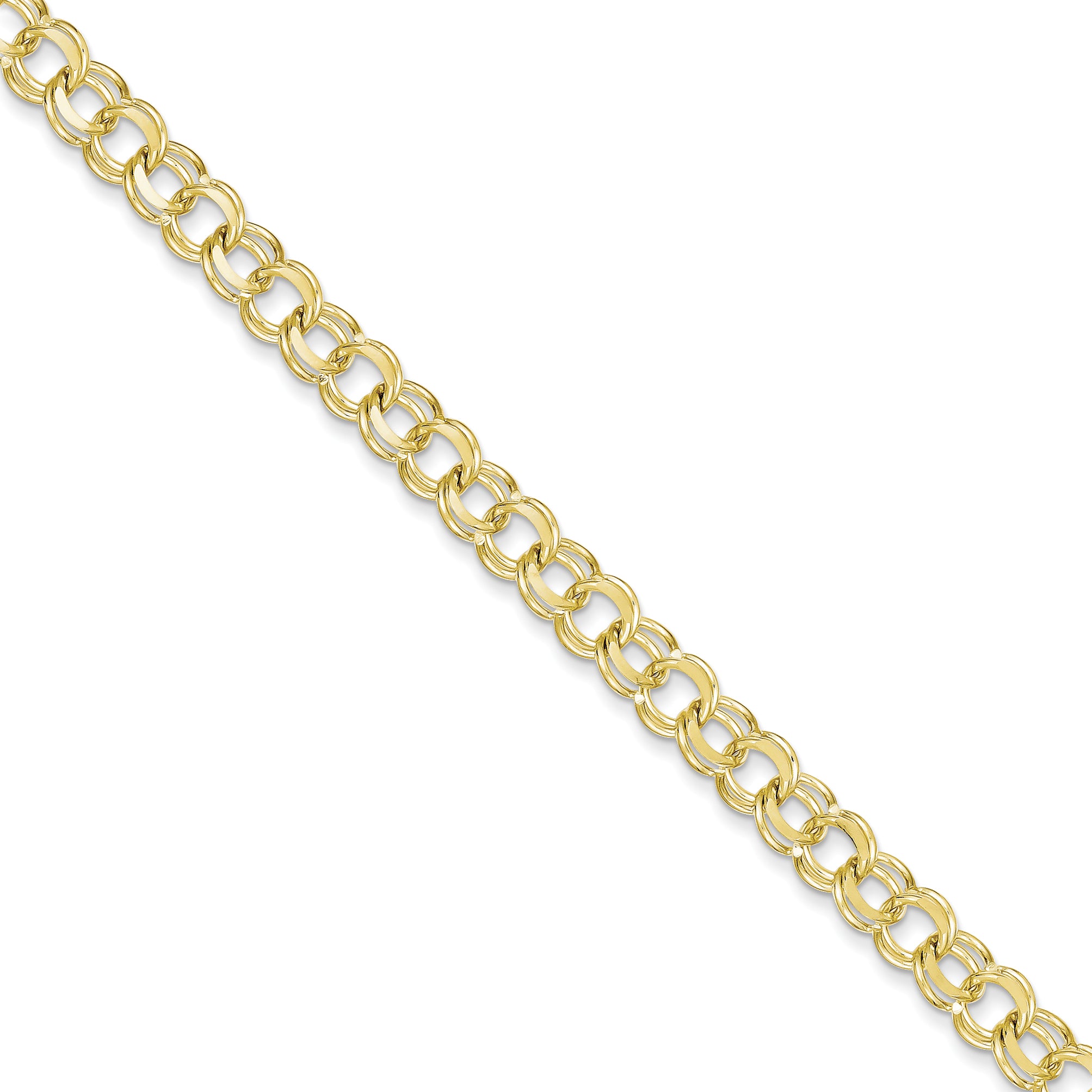 10K Solid Double Link Charm Bracelet