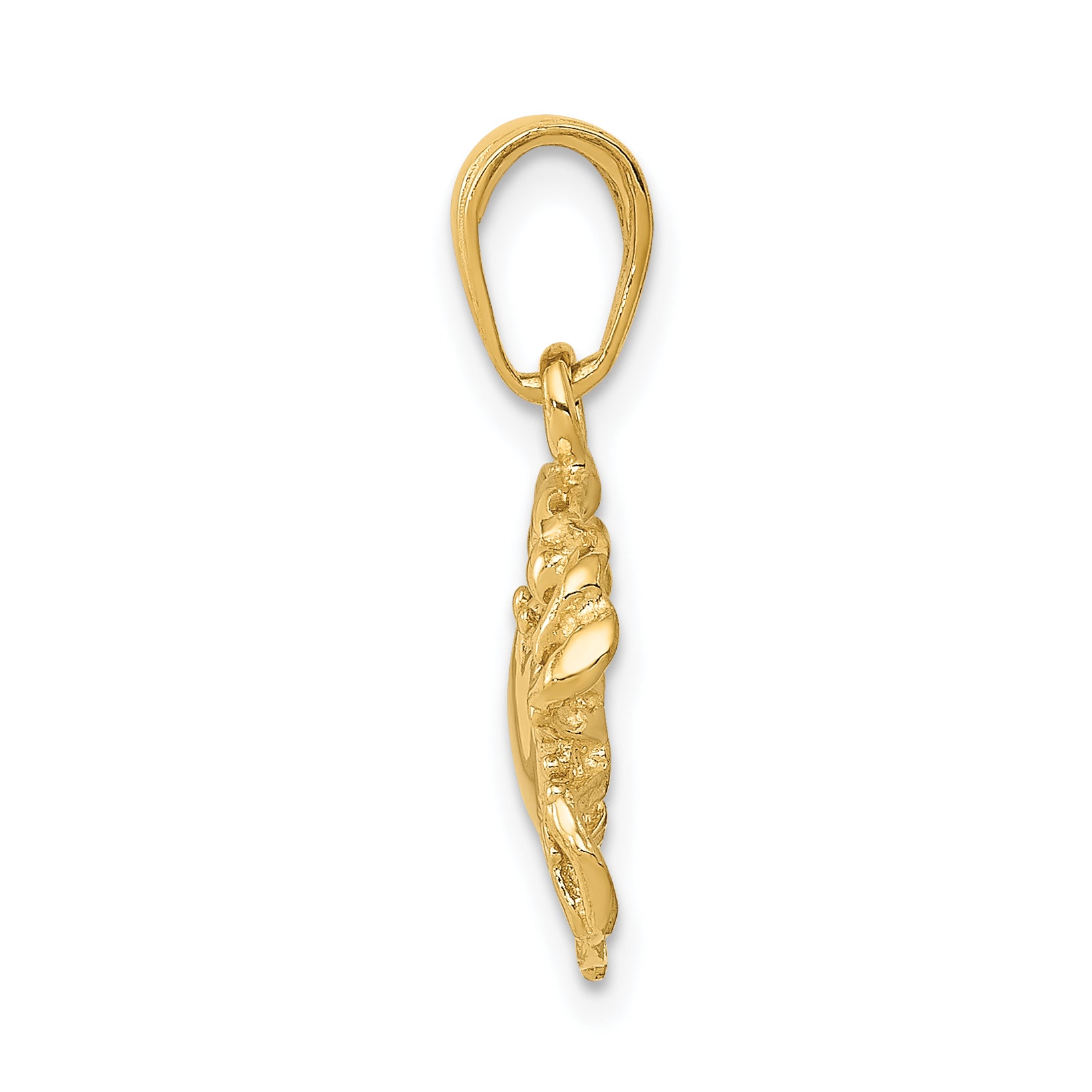 10k Solid Polished Open-Backed Crab Pendant