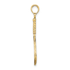 10K Solid Polished 3-D Tennis Racquet Charm