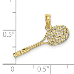 10K Solid Polished 3-D Tennis Racquet Charm