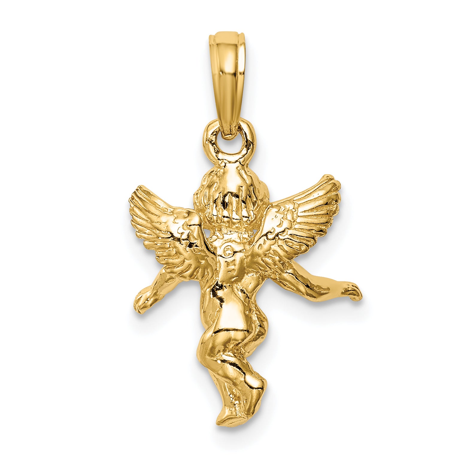 10k  3D Polished Solid Angel Pendant