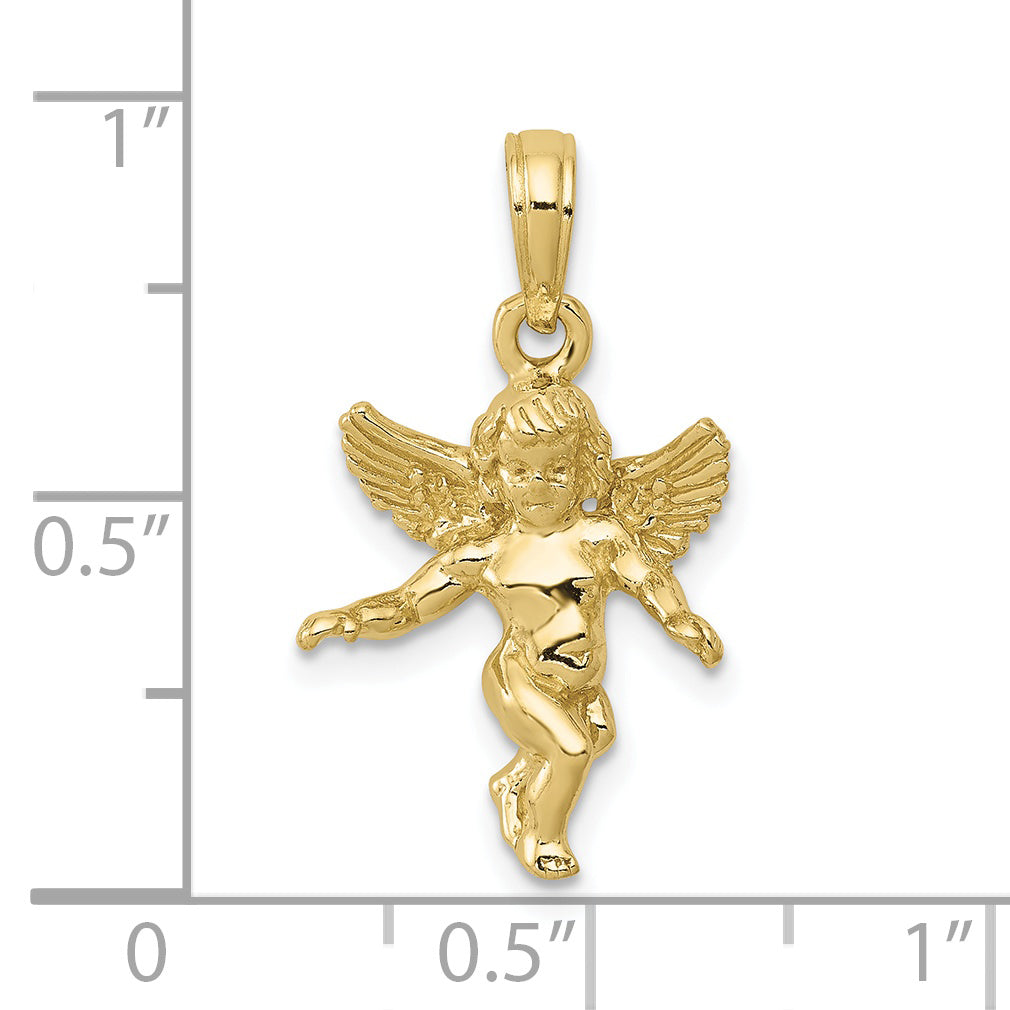 10k  3D Polished Solid Angel Pendant