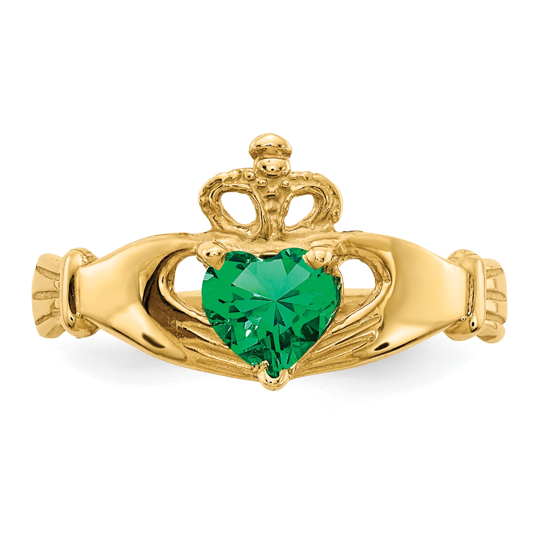 10k CZ May Birthstone Claddagh Heart Ring