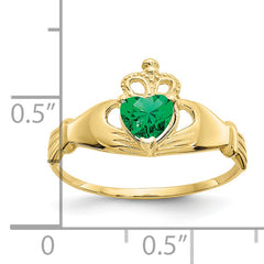 10k CZ May Birthstone Claddagh Heart Ring