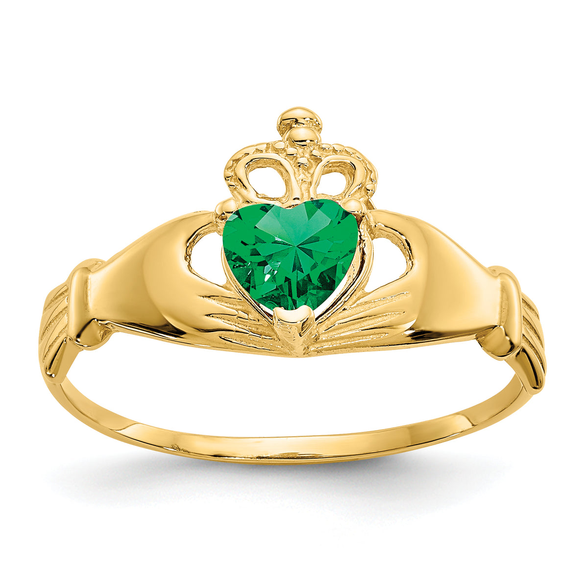 10k CZ May Birthstone Claddagh Heart Ring