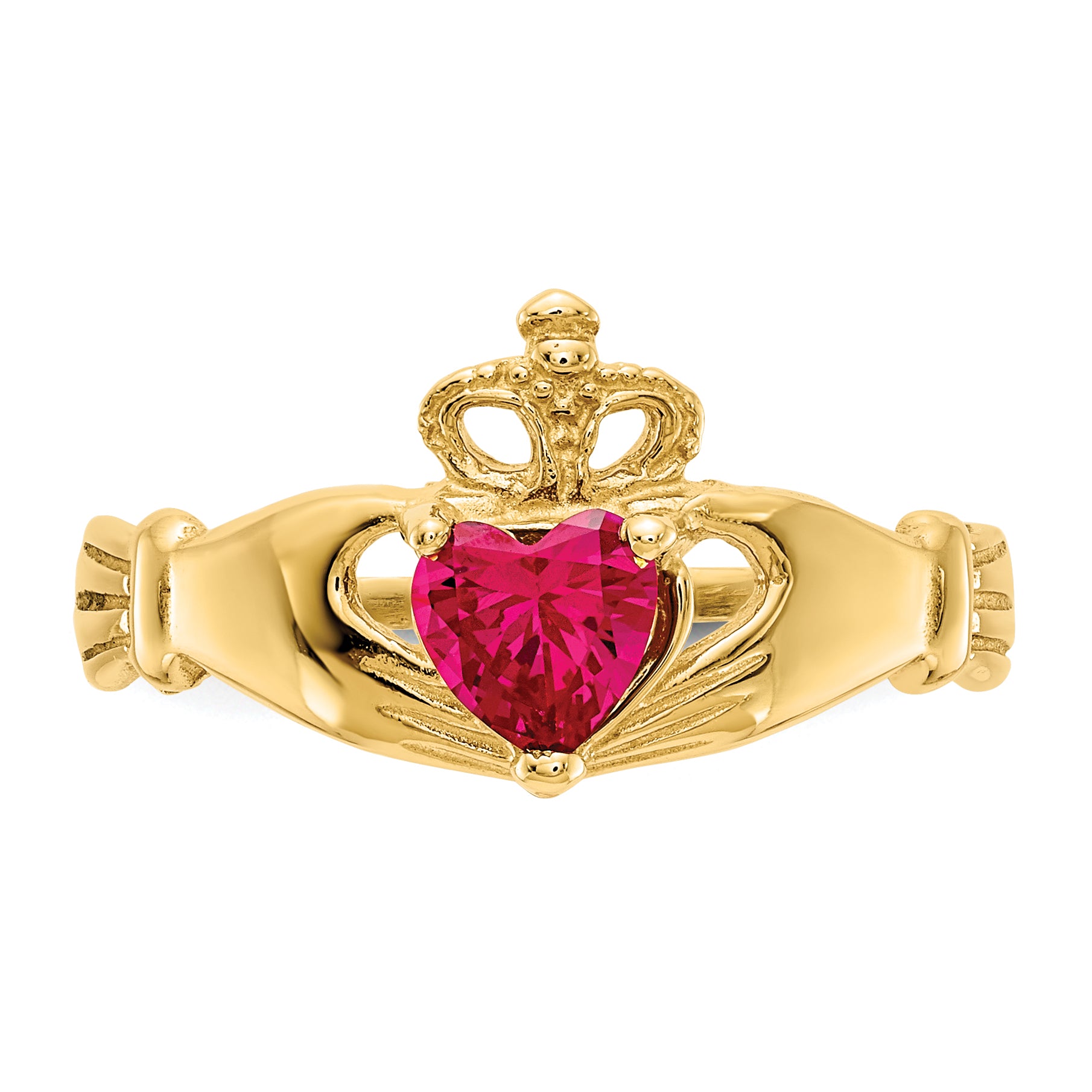 10k CZ July Birthstone Claddagh Heart Ring