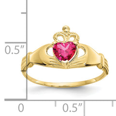 10k CZ July Birthstone Claddagh Heart Ring