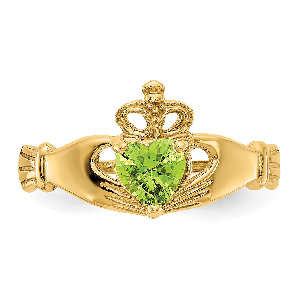 10k CZ August Birthstone Claddagh Heart Ring