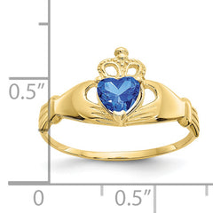 10k CZ September Birthstone Claddagh Heart Ring