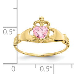 10k CZ October Birthstone Claddagh Heart Ring