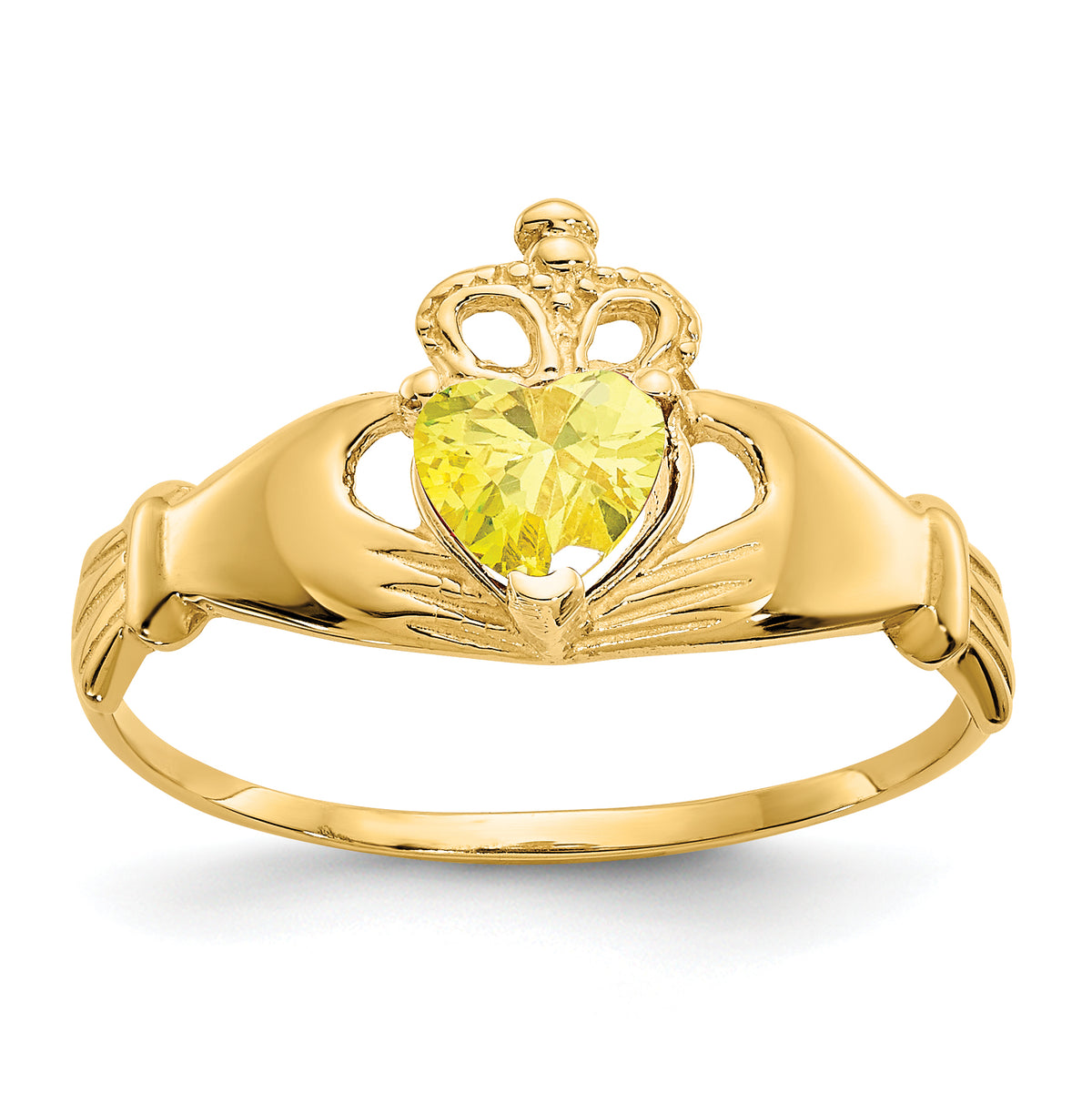 10k CZ November Birthstone Claddagh Heart Ring