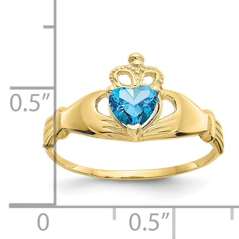 10k CZ December Birthstone Claddagh Heart Ring