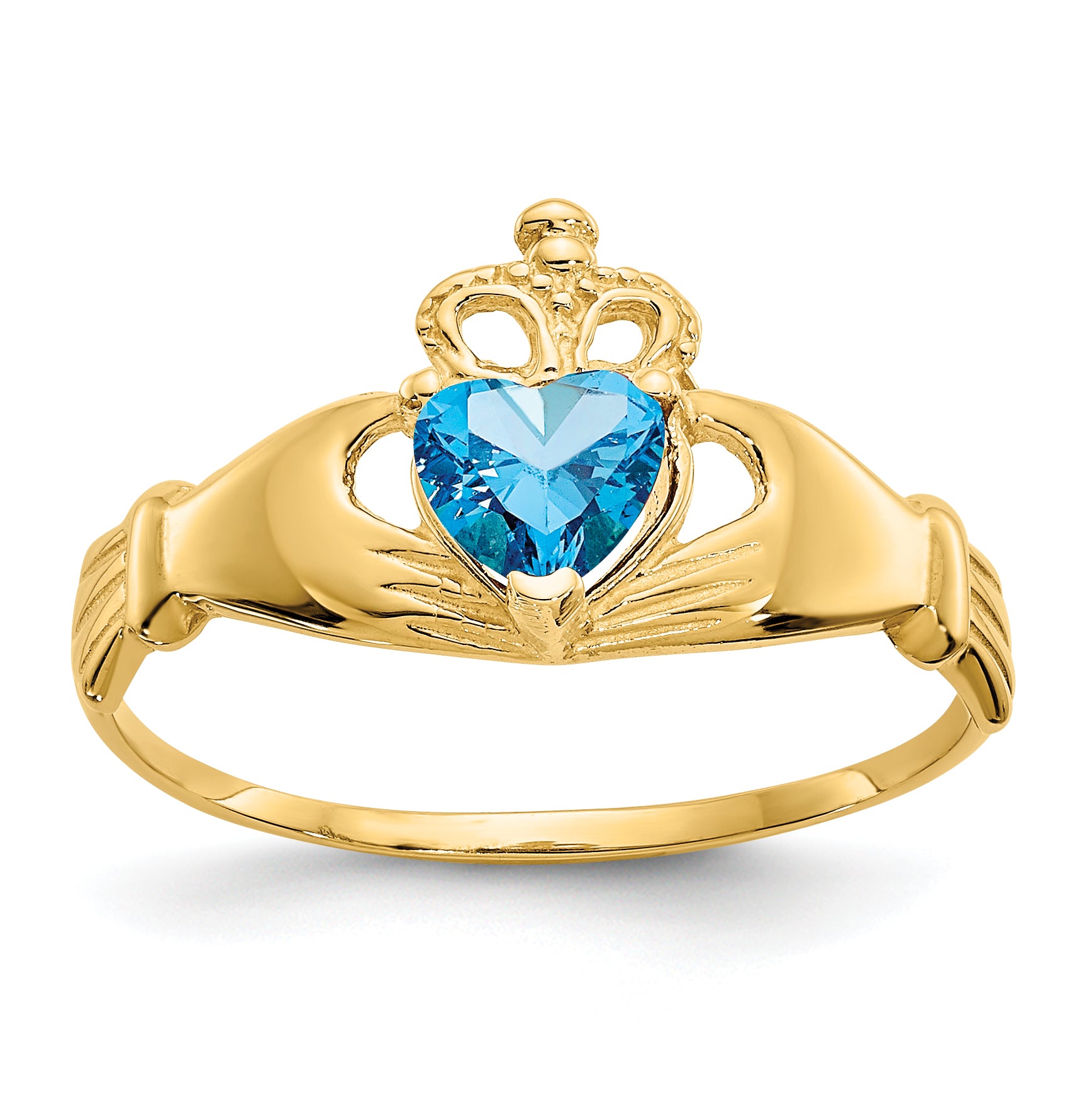 10k CZ December Birthstone Claddagh Heart Ring