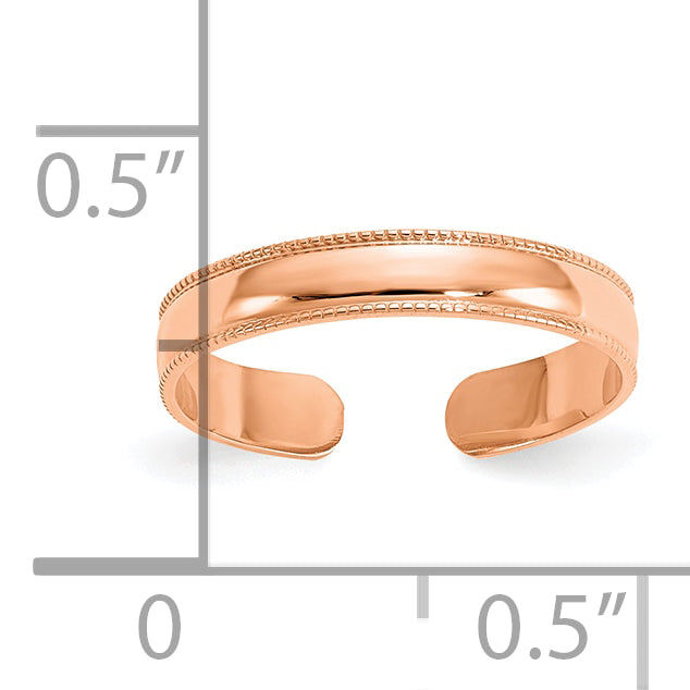 10K Rose Gold Mill Grain Adjustable Toe Ring