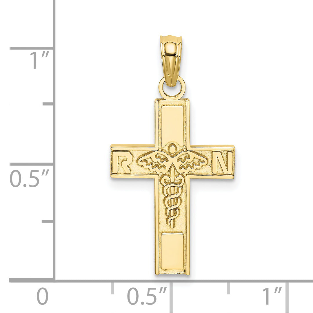 10K RN  Caduceus Cross Charm