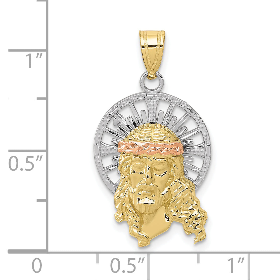 10K Tri-color Diamond-cut Christ Charm