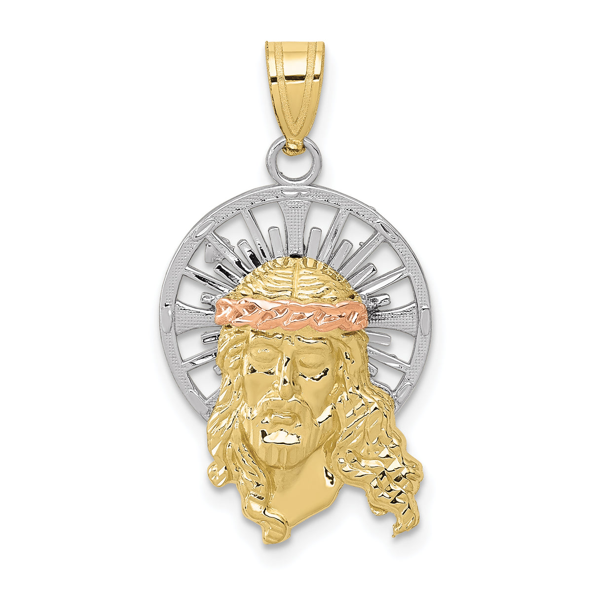 10K Tri-color Diamond-cut Christ Charm