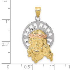 10K Tri-color Diamond-cut Christ Charm