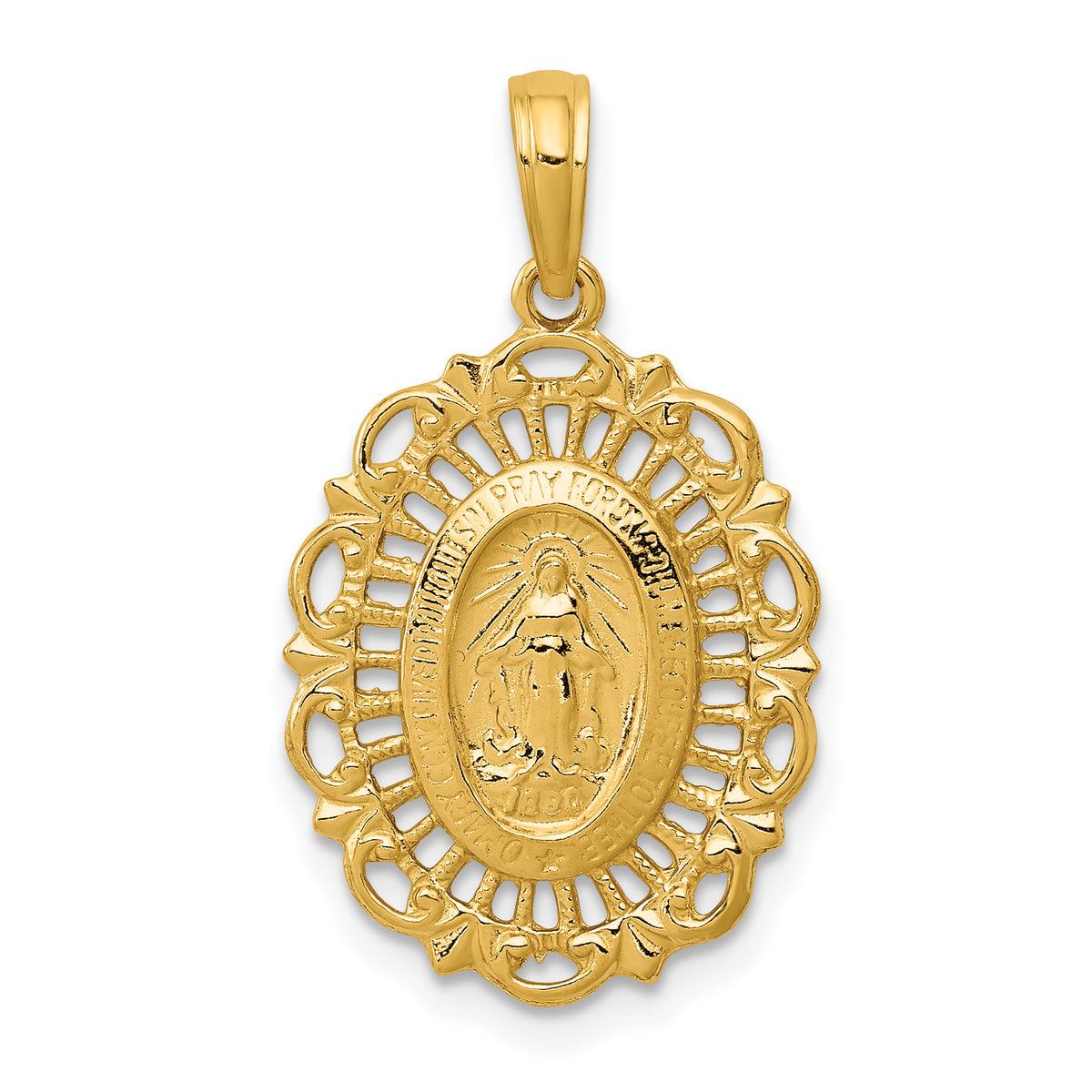 10k Oval Miraculous Medal Pendant