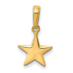 10k Small Polished 3-D Star Charm