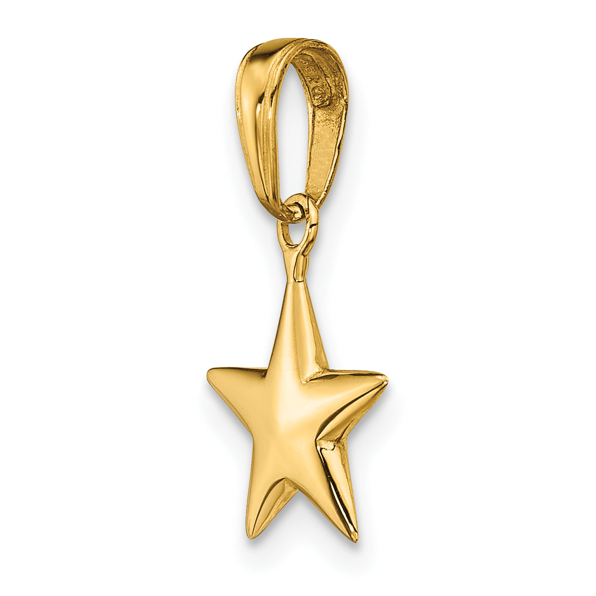 10k Small Polished 3-D Star Charm