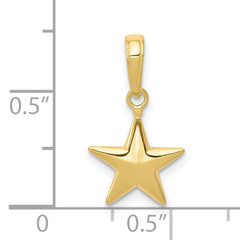 10k Small Polished 3-D Star Charm