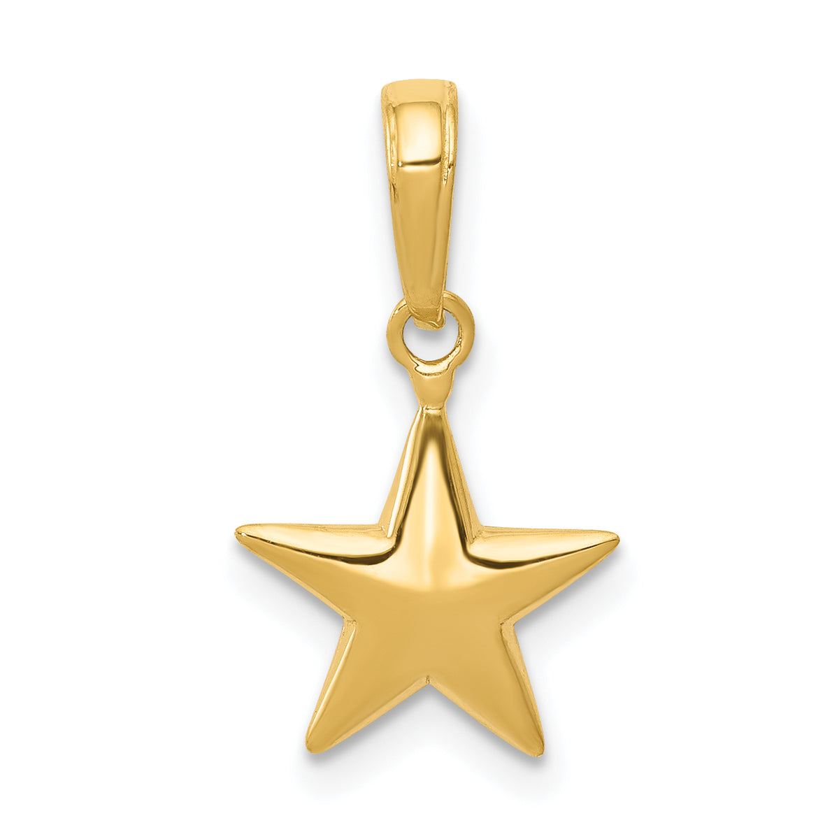 10k Small Polished 3-D Star Charm