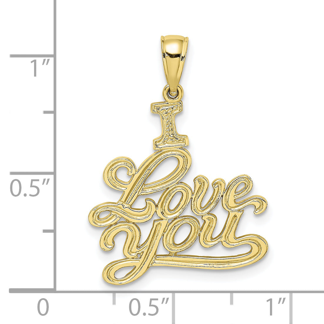 10K Textured I LOVE YOU Pendant