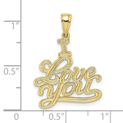 10K Textured I LOVE YOU Pendant