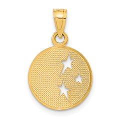 10k Polished Flat-Backed Moon with Three Stars Pendant