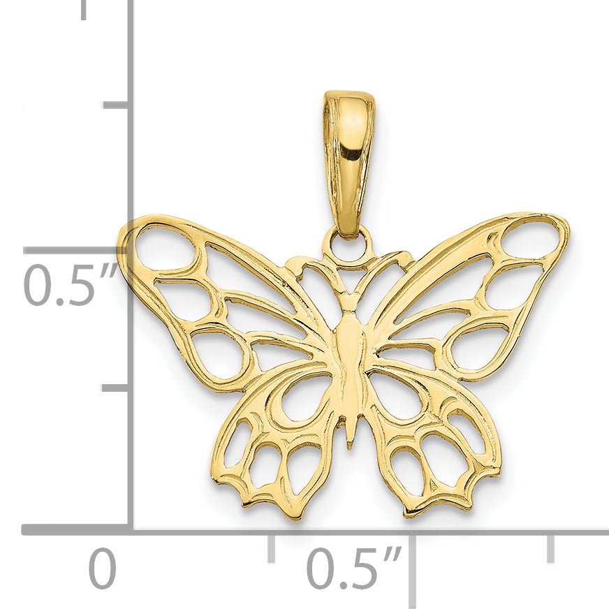 10K Butterfly Cut-out Pendant