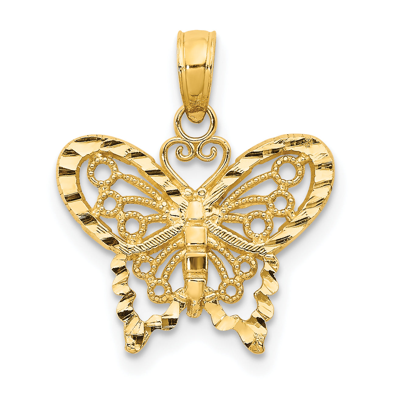 10K Diamond-cut Butterfly Pendant