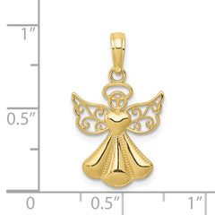 10K Polished Textured Guardian Angel W/Heart Pendant
