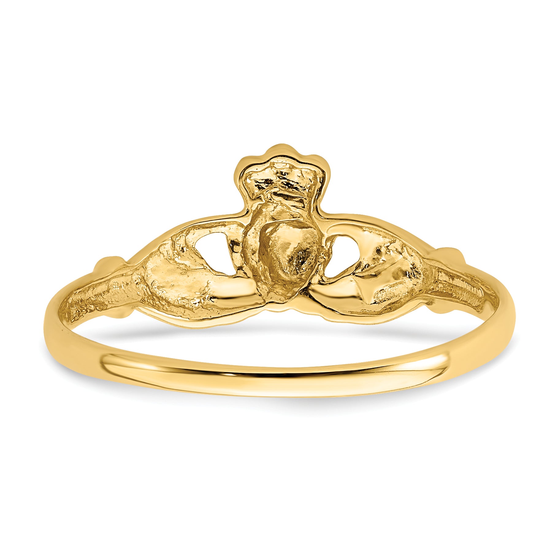 10k Polished & Satin Claddagh Ring